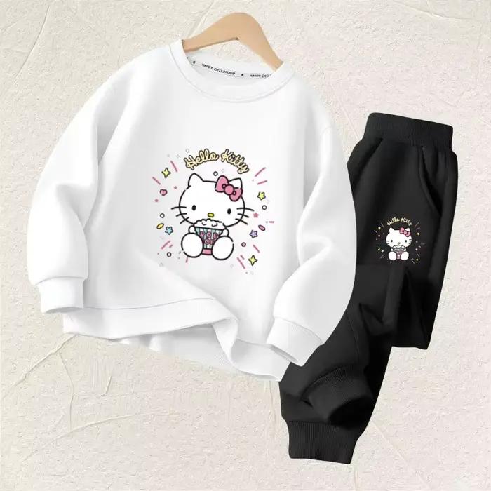 Ensemble de vêtements d'automne pour bébé fille, sweat-shirt et pantalon imprimés de dessin animé Sa