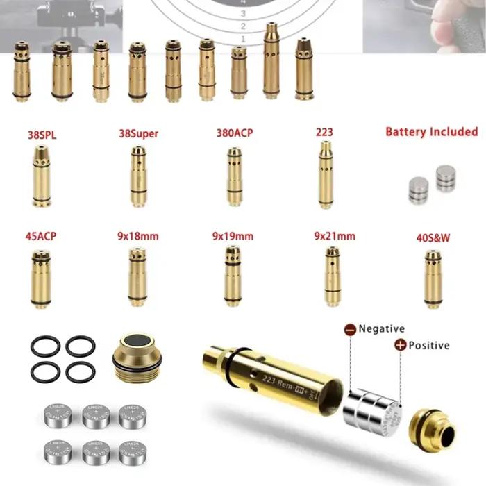 Cartouche d'entraînement tactique pour lasers à point rouge, munitions d'entraînement au tir, utilisation facile, 9mm 9x19mm 380ACP 380ACP 223Rem 45ACP