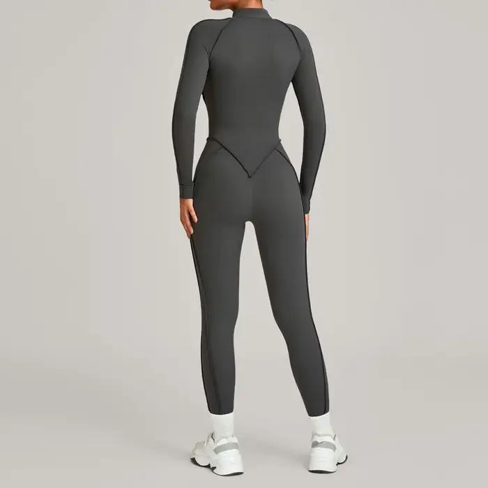 Ensemble de combinaisons de sport et de Fitness à manches courtes avec fermeture éclair