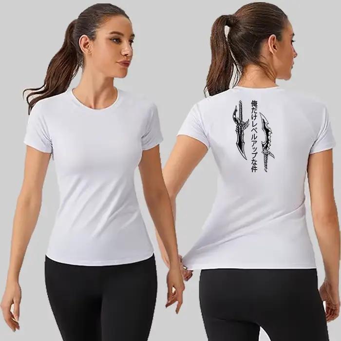 Chemise de Compression à imprimé graphique pour femmes, été, athlétique, manches courtes, baselayers