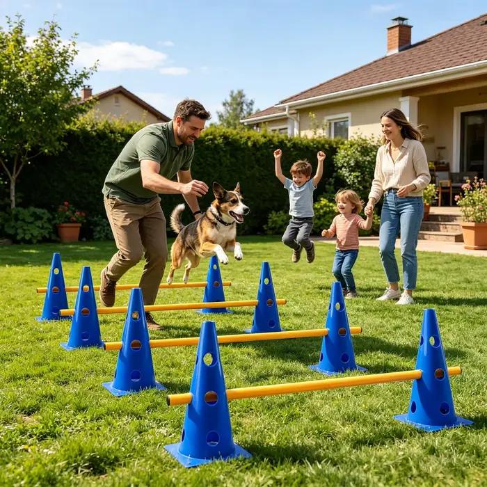 Ensemble de cônes et obstacles d'agility pour chien