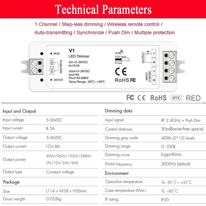 Kit de gradation de bande LED sans fil avec télécommande