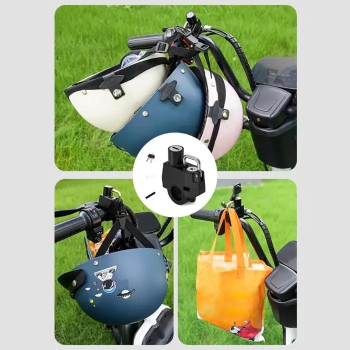 Verrou pour casques de moto en alliage d'aluminium noir sécurisant et pratique pour les motards et les aventuriers