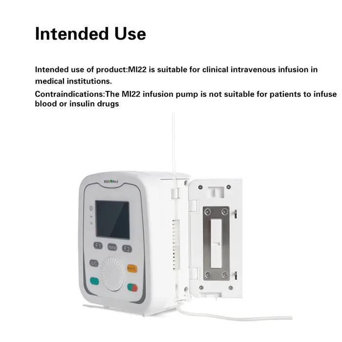 Pompe à perfusion IV à double usage (humain et vétérinaire) MI22, équipement de perfusion portable précis avec écran LCD et rappel en temps réel