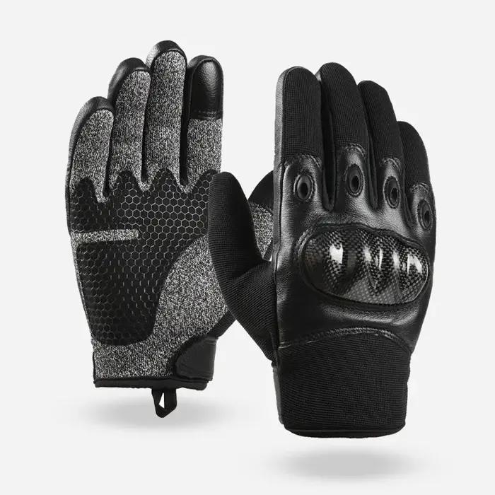 Gants tactiques pleins et demi-doigts anti-coupure anti-perforation en fibre de carbone et cuir