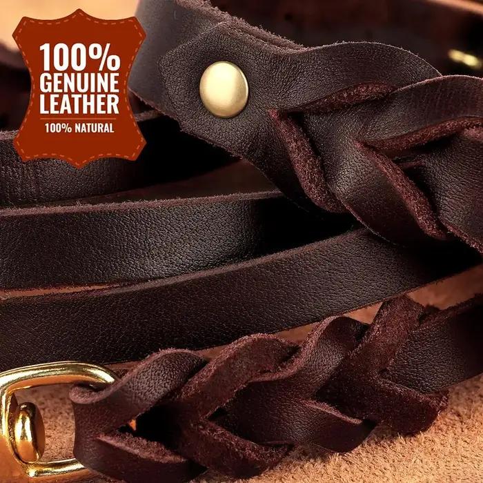 Ensemble de colliers de chien en cuir véritable tressé