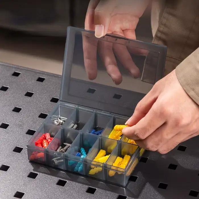 1 pièces multi-lattice fentes boîte à outils boîtes de rangement réglable Transparent boîte à outils