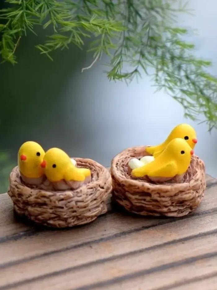 Mini nid avec oiseaux, bricolage