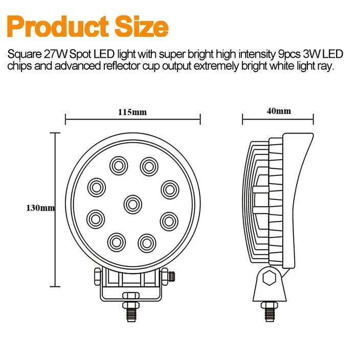 Auxtings 4 pouces 4 ''Portable 27W 42W projecteur Base magnétique Led lampe de travail voiture camio