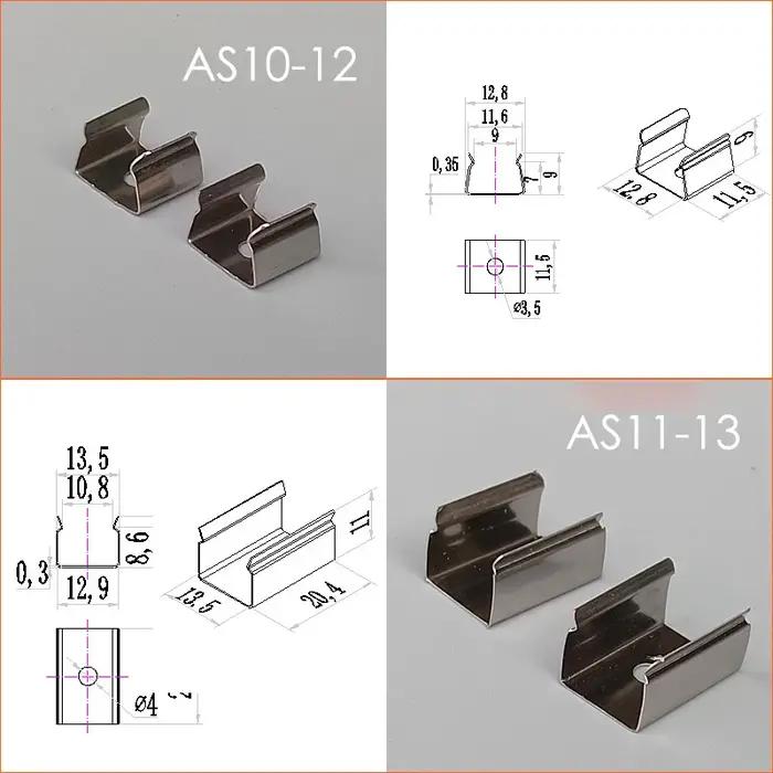 Clips métalliques courts pour bandes LED rigides, fixation extérieure en acier inoxydable pour lampe