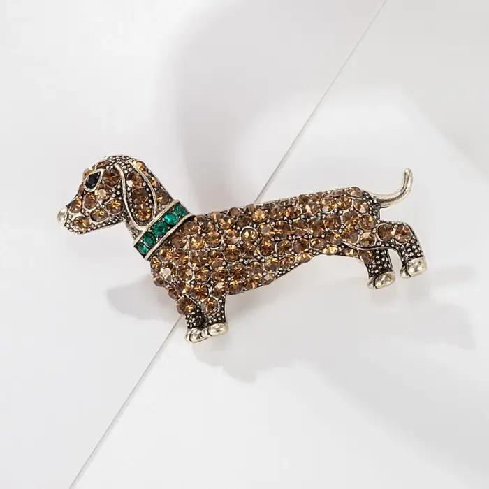 Broche chien en cristal de luxe pour hommes et femmes, exquise