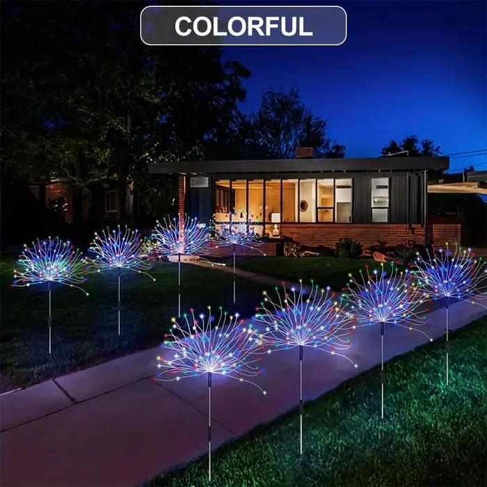 1 paquet de lumière solaire de feu d'artifice extérieur