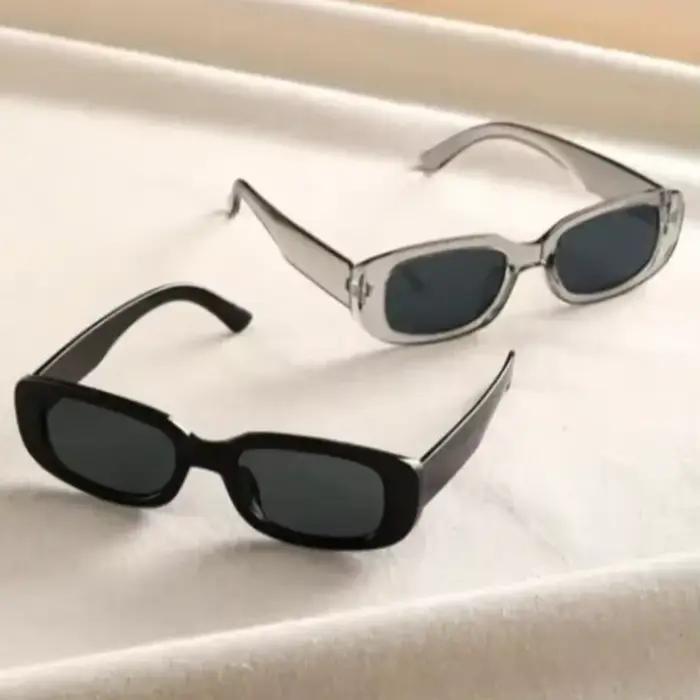 Lunettes soleil Y2K couleurs bonbon 2/3 pièces - Cadre rectangle petit unisexe - Vintage UV400 outdoor