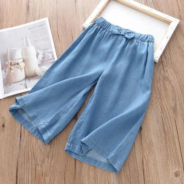 2025 nouvelle mode enfants pantalons à jambes larges été décontracté mince en mousseline de soie pantacourt pour adolesc