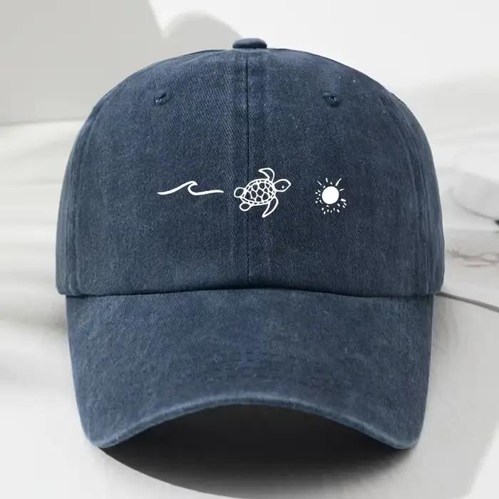 Casquette de baseball imprimée à motif de tortue style décontracté pour homme et femme plage et ville occasionnels