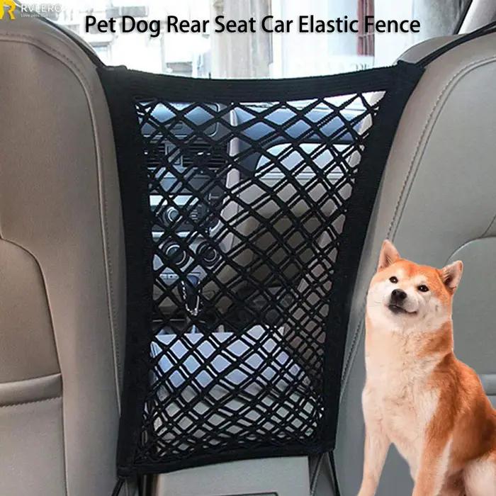 Filet de Protection d'isolation pour siège arrière de chien, clôture de voiture, filet de séparation de stockage élastique à Double couche, Rail de sécurité pour animaux de compagnie, fournitures pour