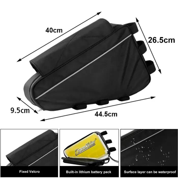36V 48V 60V 72V E-BIKE vélo électrique Triangle batterie sac noir cadre de vélo Triangle sacs charge