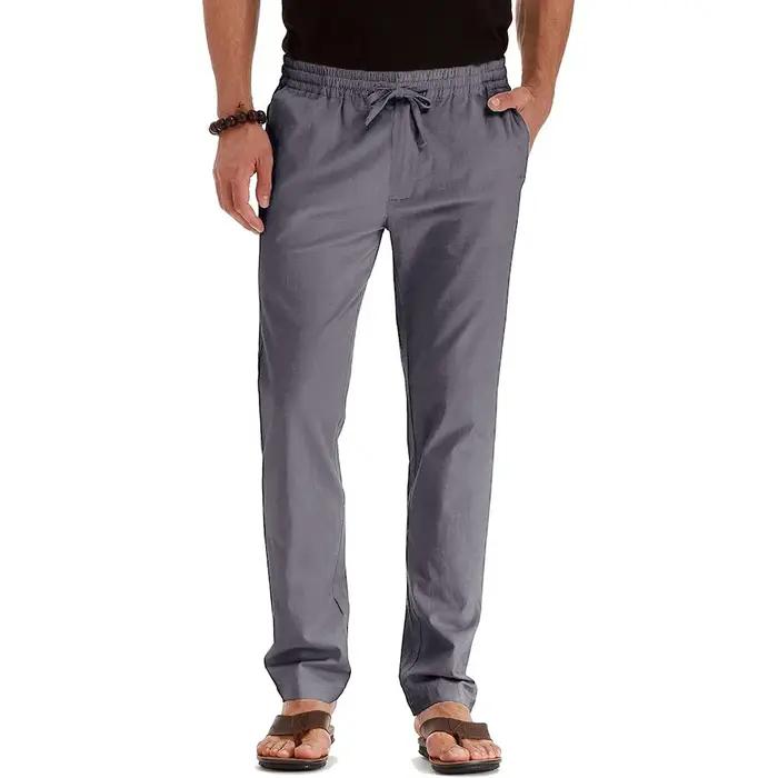 Pantalon hawaïen décontracté en coton et lin pour hommes, idéal pour les journées estivales et les occasions spéciales