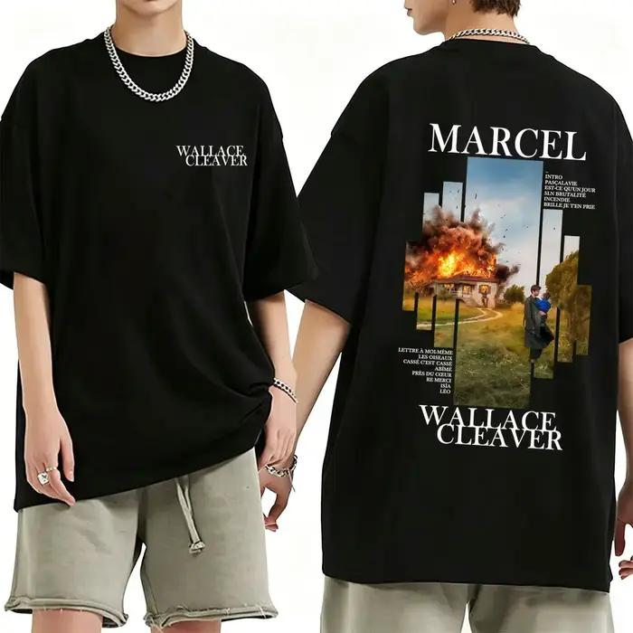 T-shirt Homme Rapper Wallace Cleaver Marcel Album Merch 2026 Hip Hop Mode Musique Pop T-shirts Décon