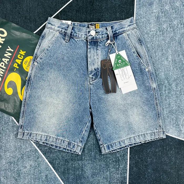 Short en jean rétro américain lourd pour hommes, nouveau pantalon capre droit et décontracté, été 20