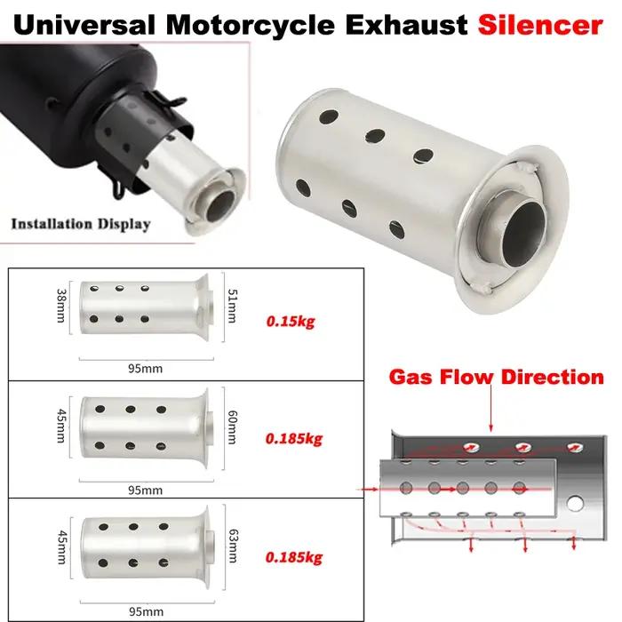 51mm 60mm 63mm universel moto échappement système d'échappement silencieux lien tuyau DB tueur élimi
