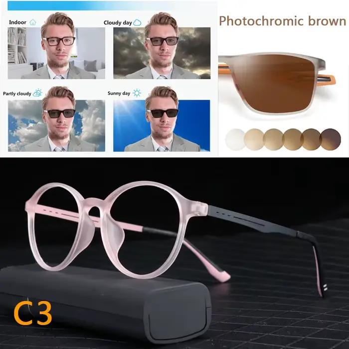 Lunettes photochromiques ultralégères en titane pour hommes et femmes, verres pour myopie, lunettes