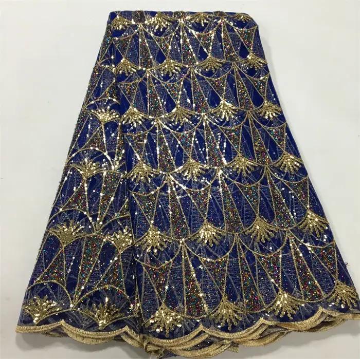 Tissu de mariée en dentelle de tulle de luxe français, haute qualité, paillettes africaines, maille,