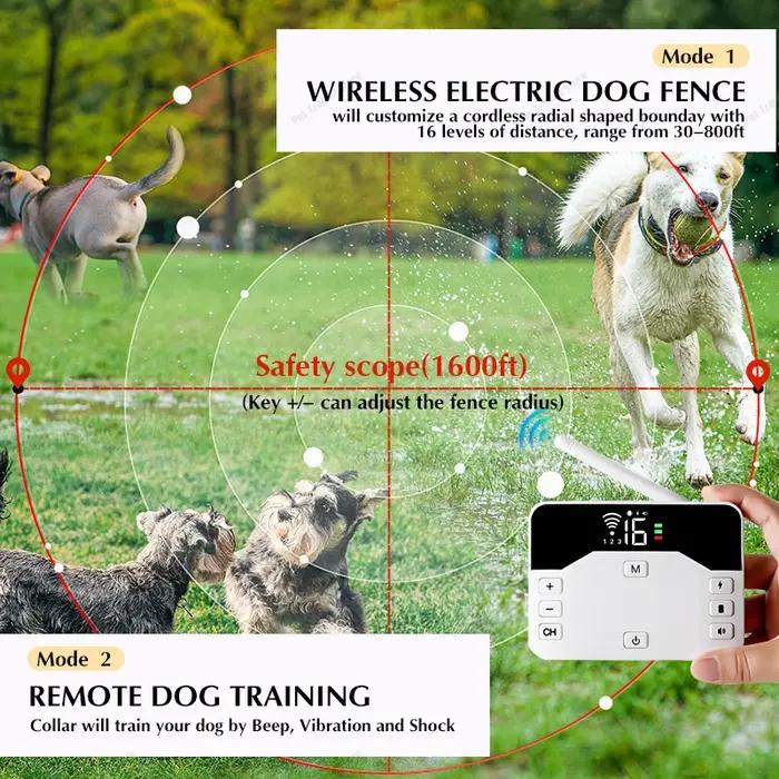 Clôture électrique sans fil 2 en 1 pour animaux de compagnie