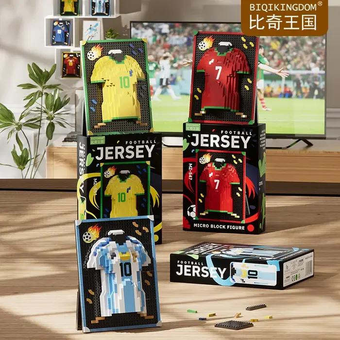 Souvenirs du Championnat du Monde de Football, Maillots de Football, Plus de 500 Pièces de Blocs de Construction, Figurines Sportives, Cadeaux pour les Fans de Football