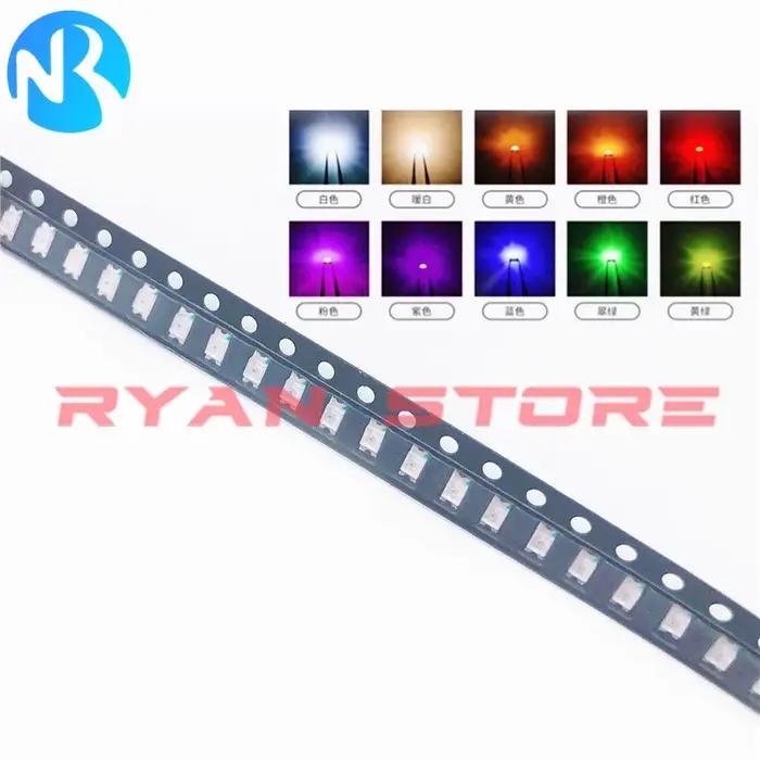 3000 pièces/4000 pièces 0402 0603 0805 1206 SMD LED Orange rouge blanc bleu vert jaune violet rose b