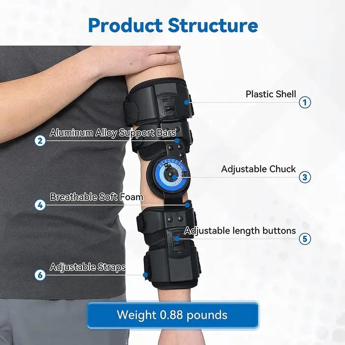 Attele de coude Dean a charniere support de stabilisation post-opératoire pour récupération du coude fracture biceps immobilisation post-chirurgicale pour femmes hommes occasions spéciales