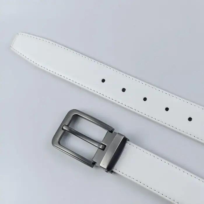 Version coréenne Golf ceinture en cuir blanc boucle ardillon pantalons pour jeunes