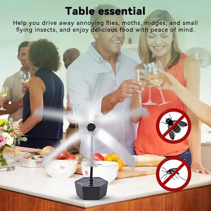 Ventilateur anti-mouches pour tables avec pales holographiques – Éloigne les mouches des aliments