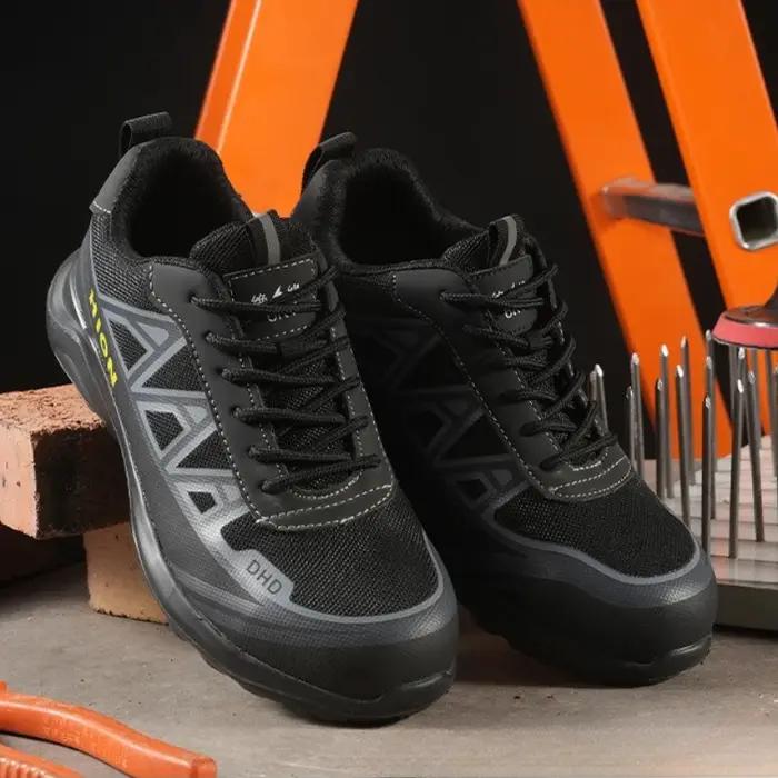Chaussures de sécurité pour homme anti-écrasement anti-perforation bout en acier résistantes à lusure baskets indestructibles pour travailleurs constructions ateliers usines