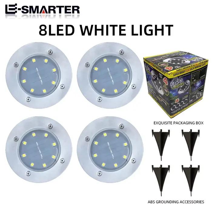 4 pièces lampadaire LED solaire 4LED/8LED lumière extérieure de pelouse lampes souterraines imperméa