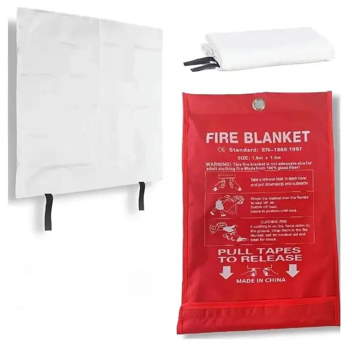 Couverture anti-feu en fibre de verre pour camping et sécurité domestique, couverture d'urgence ignifuge, protection thermique pour randonnée et cuisine