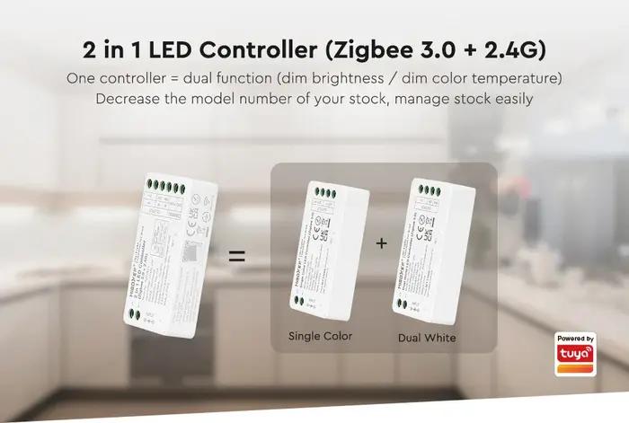 2.4G RF a mené le contrôleur de bande DC12-24V FUT035Z + 2in 1/FUT0ino Z + 3in1 + Zigbee 3.0 pour le