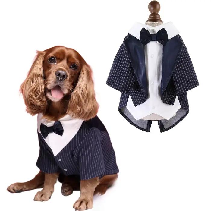Chemise pour chien, vêtements de smoking pour animaux de compagnie pour garçons, tenue formelle pour chien de marié pour mariage, Costume pour homme avec cravate, Costume pour chiot et chat