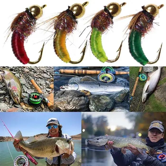 3 pièces tête de perle en laiton coulant rapide nymphe asticots Bug ver mouches truite mouche pêche