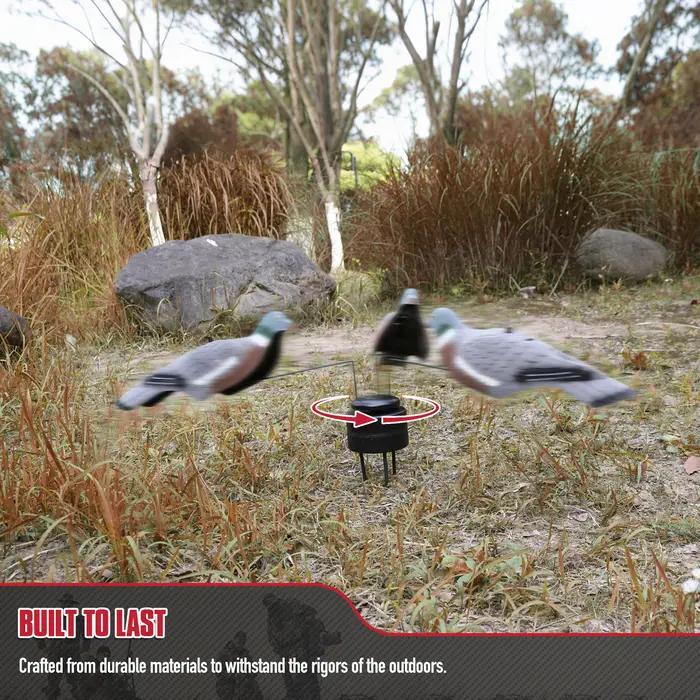 Machine rotative 3 bras pour leurres volants pigeons/tourterelles - Équipement chasse électrique avec piquets