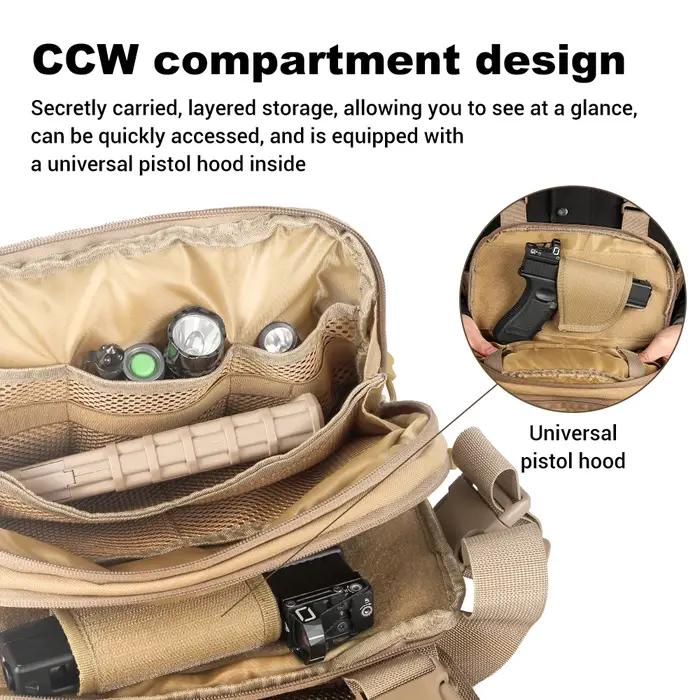 Sac de poitrine tactique avec étui pour pistolet EDC