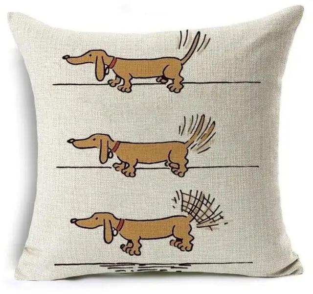 Housse de coussin en forme de chien teckel, taie d'oreiller de noël, joyeux anniversaire, saucisse,