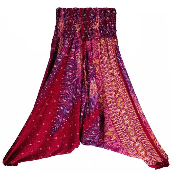 Pantalon bohème femmes pantalons Mujer Hippie taille haute rayonne Harem Baggy Boho Yoga vêtements de plage Pour Femme