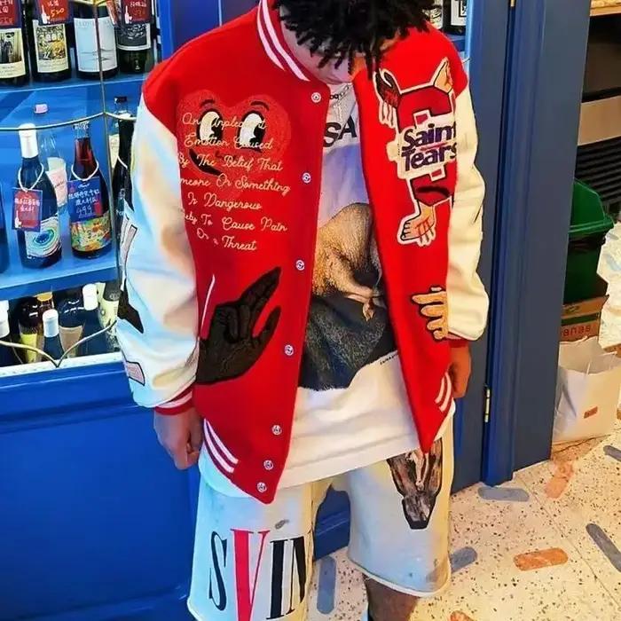 Uniforme de Baseball rouge brodé avec lettres de dessin animé