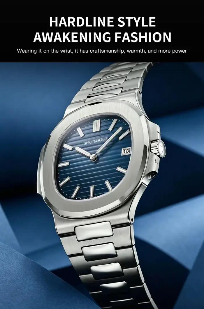 Montre de luxe Specht & Söhne 39MM quartz homme slim cristal saphir étanche 50M