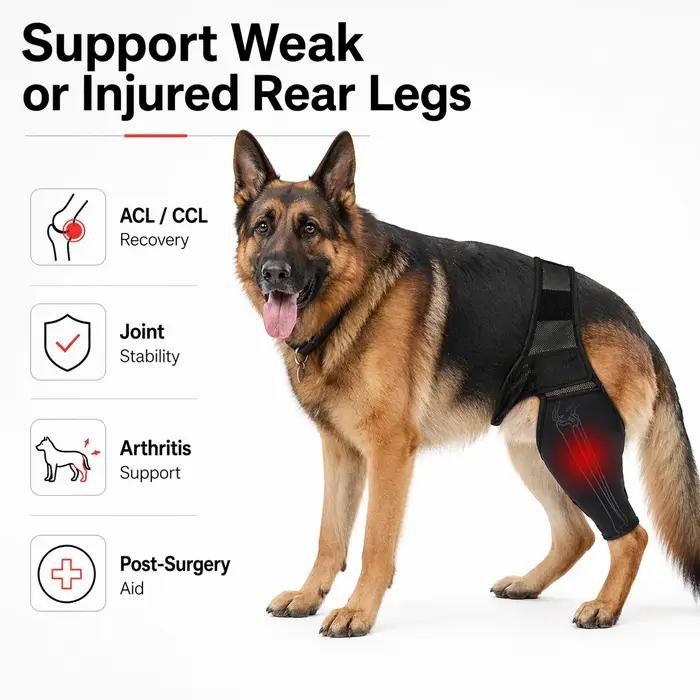 Attelle de soutien arrière pour chiens stabilisateur réglable avec sangle de hanche pour récupération arthrite boiterie post-opératoire occasions spéciales chiens