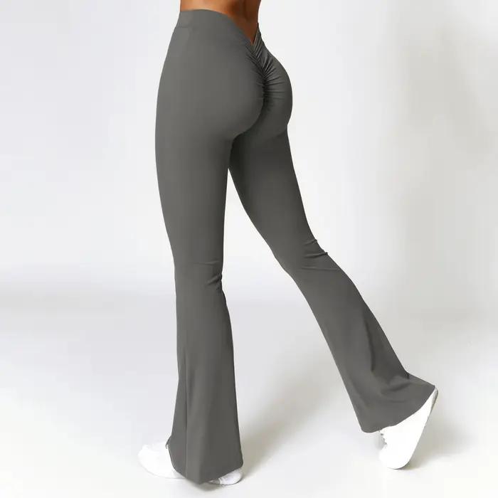 Pantalons de Yoga de hanche en forme de V Leggings évasés femmes taille haute