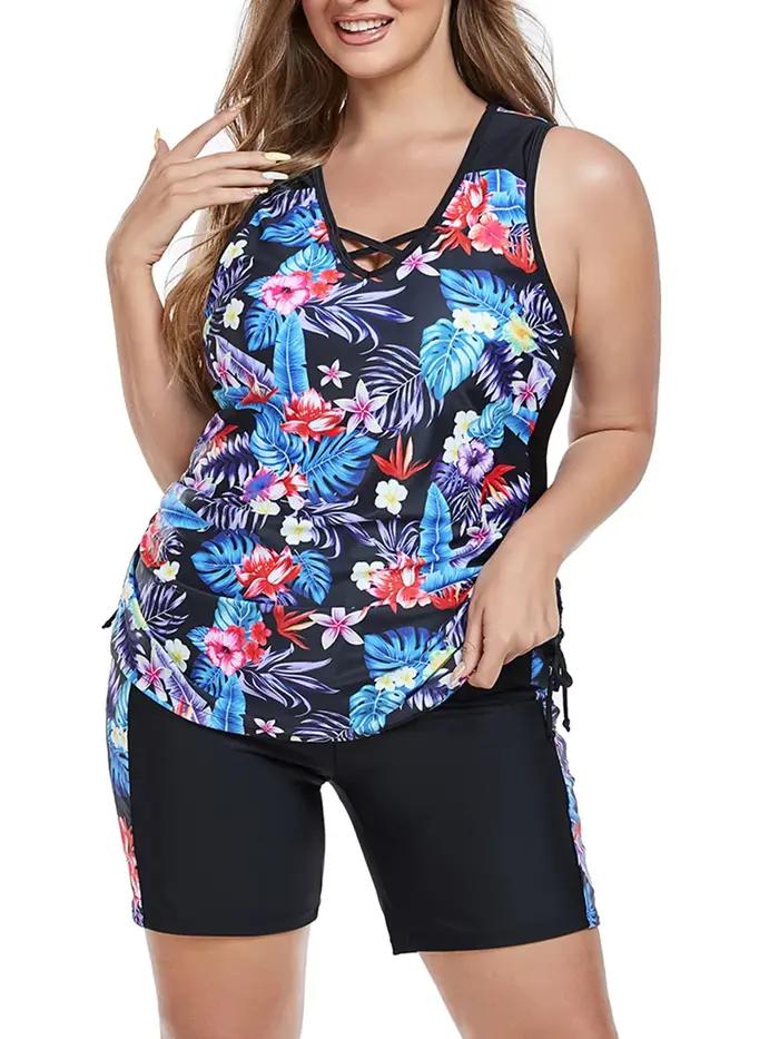 Maillot de bain deux pièces grande taille imprimé 2026 pour femme
