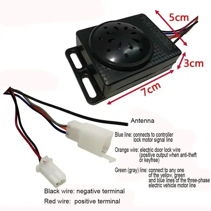 Système d'alarme de sécurité antivol pour vélo électrique, 36-72V, deux télécommandes pour moto Scoo