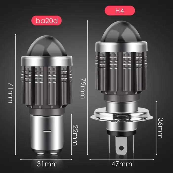 Ampoule de phare de moto à LED H4, H6, projecteur 12 V, accessoires de motos, lampe Hi Lo, antibroui